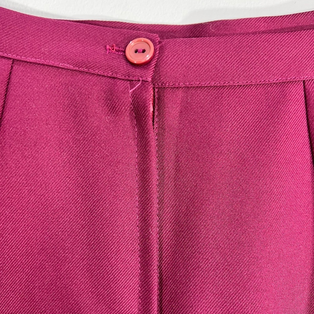 Vintage 70s a line burgundy double knit polyester old money retro midi skirt 14 - Picture 9 of 15